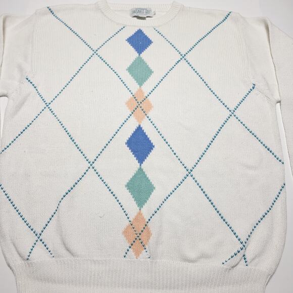 Vintage Sansabelt Golf Sweater Cotton Men's Large Pullover Abstract Preppy - Picture 3 of 6